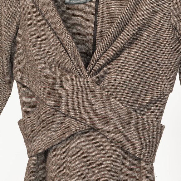 Alexander McQueen AW/05 Runway Brown Wool Tweed Crossover-Waist Dress - Picture 6 of 10